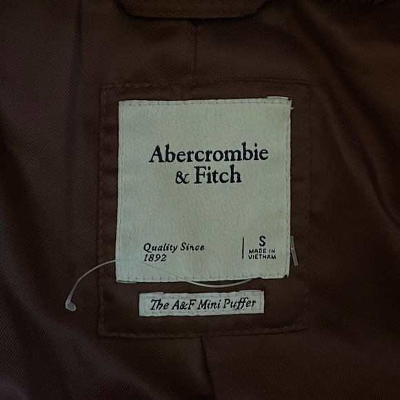 ABERCROMBIE & FITCH | Brown Faux Fur Quilted Puffer Funnel Neck Jacket | Size S - Picture 15 of 16